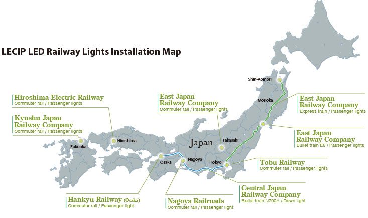 LECIP LED Railway Lights Installation Map